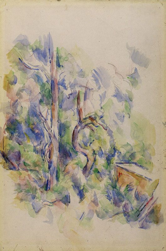 Paul Cezanne. 树木和蓄水池在公园里的黑色城堡