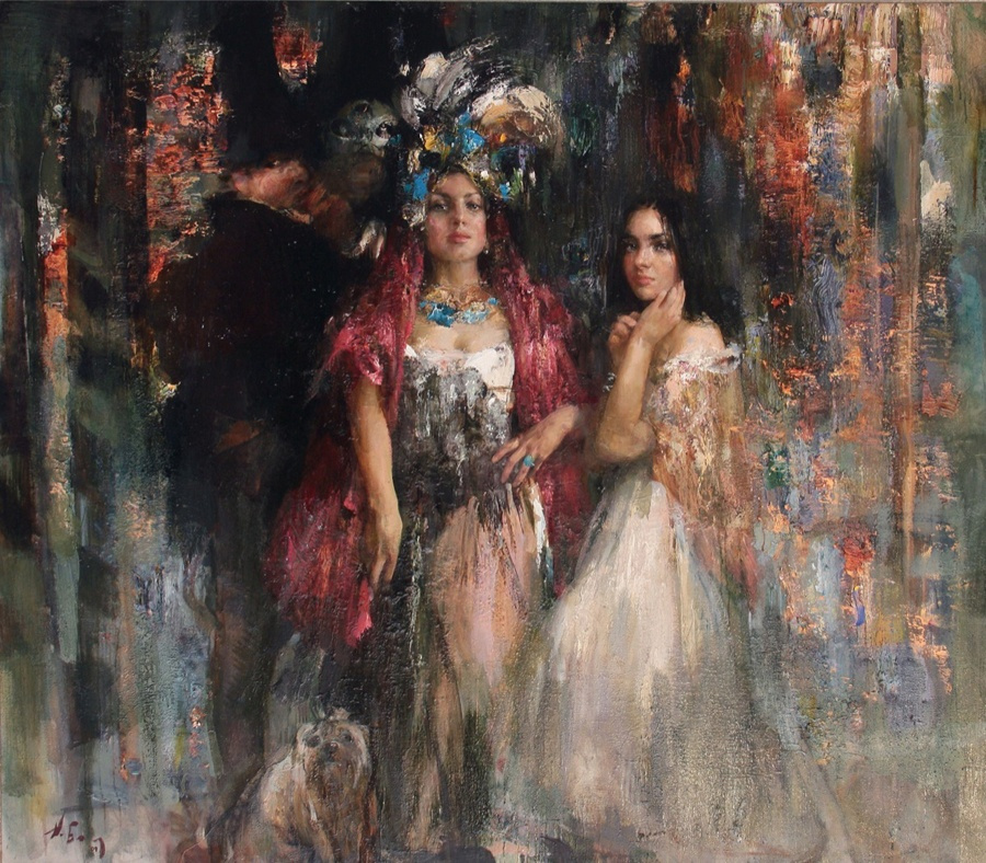 Nikolay Dmitrievich Blokhin. Girls from Venice. The triptych "Venezia" (Central part)