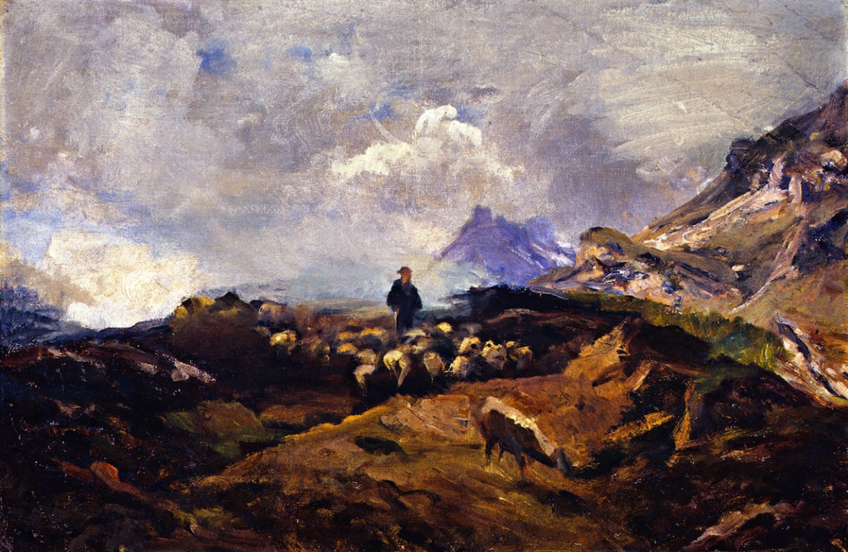 Franz Mark. Alpine landscape with a flock of sheep