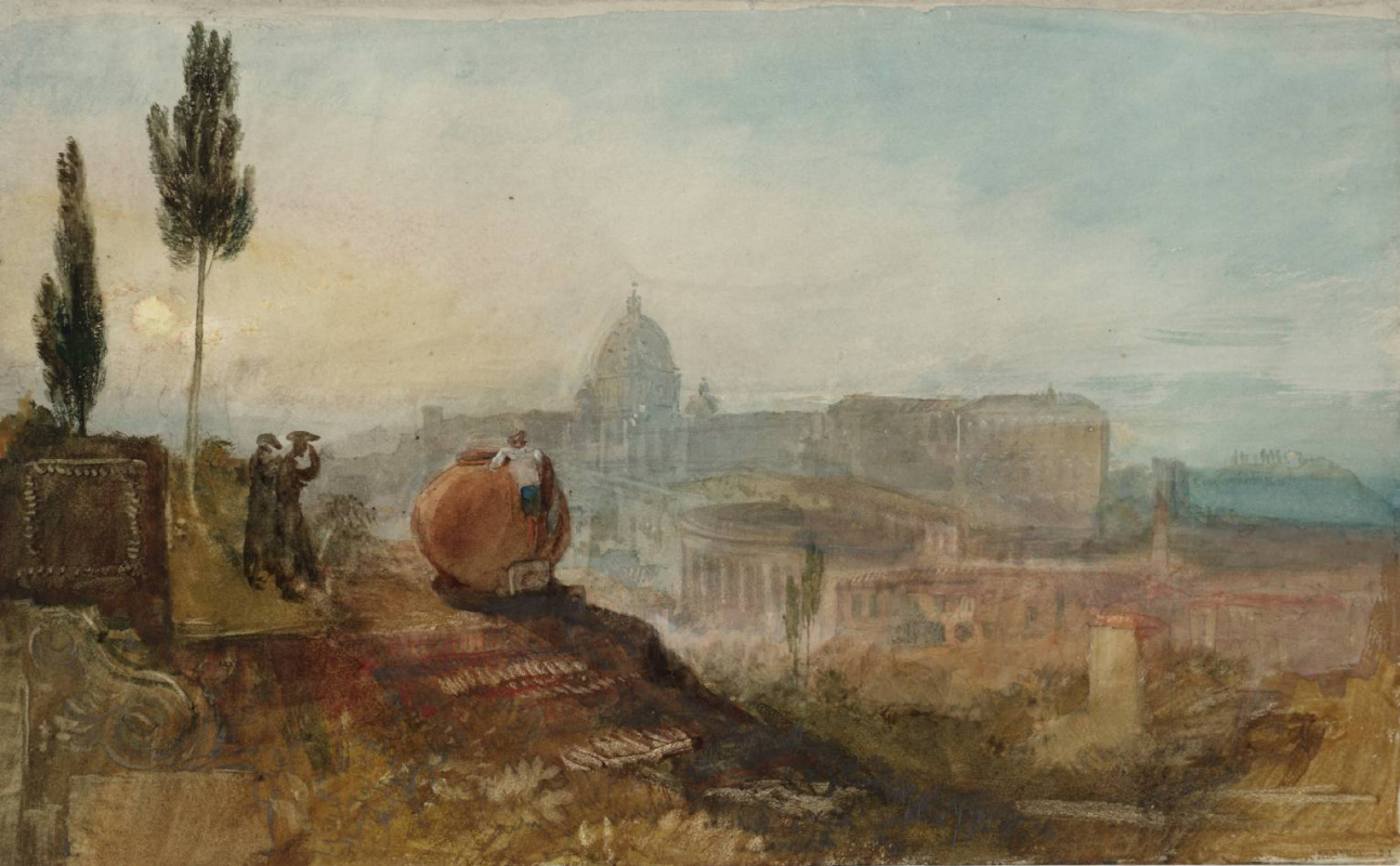 Joseph Mallord William Turner. The Cathedral of St. Peter and the Vatican from the gardens of the Villa Barberini, Rome