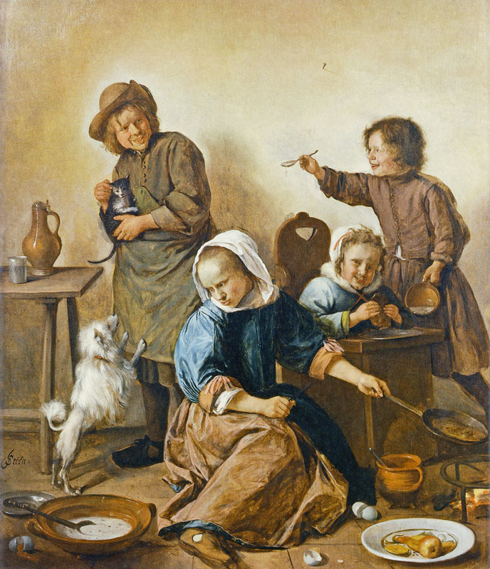 Jan Steen. Children eat Breakfast