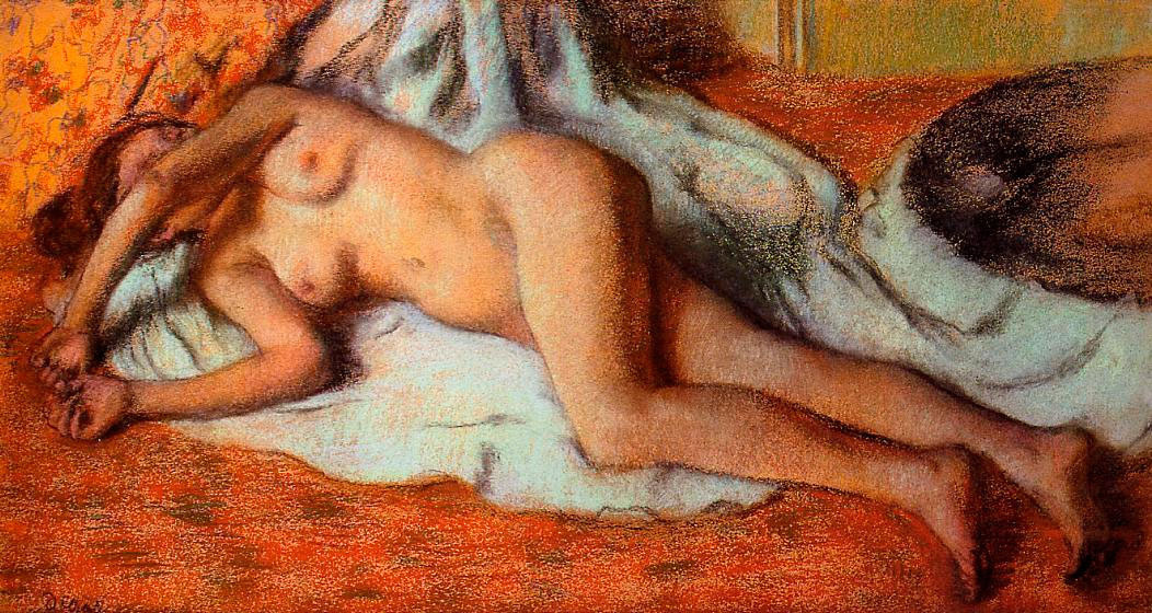 Edgar Degas. After a bath. Reclining Nude