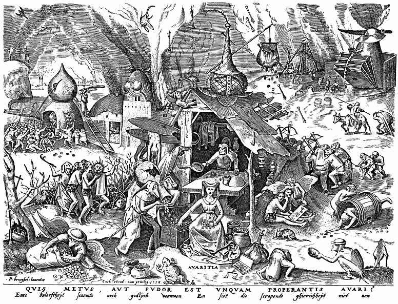 Pieter Bruegel The Elder. The series "Seven deadly sins". Greed