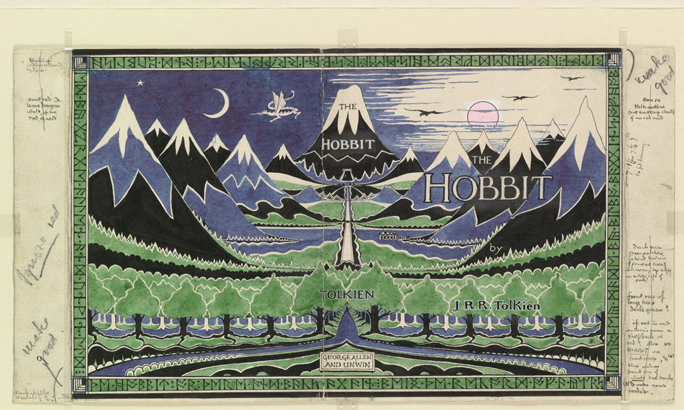 John Ronald Reuel Tolkien. Dust jacket for The Hobbit