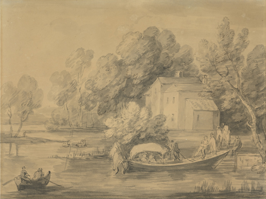 Thomas Gainsborough. Landscape with boats