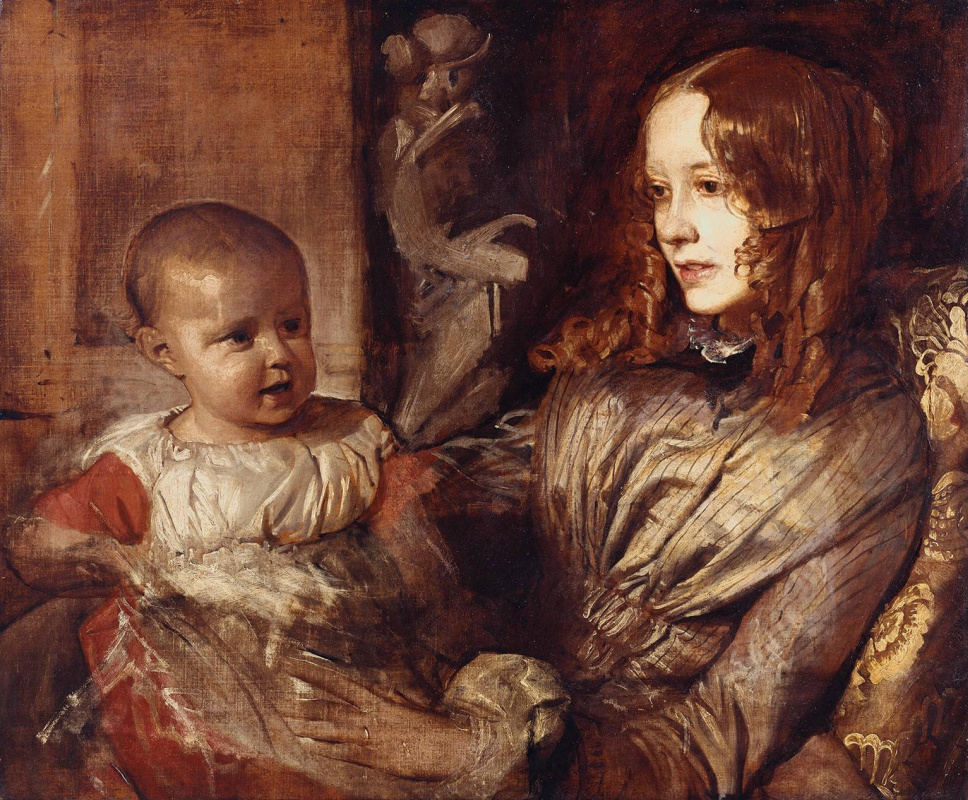 Alfred Emil-Leopold Stevens. Mrs. Elizabeth Mitchell with her child. 1851
