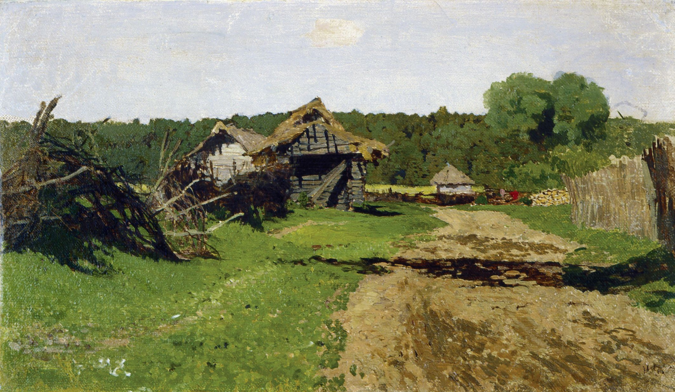 Isaac Levitan. The entrance to the village. Etude