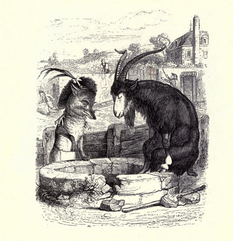 Jean Ignace Isidore Gérard Grandville. The goat and the fox. Illustrations to the fables of Jean de Lafontaine
