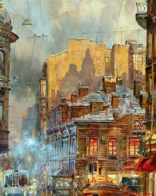 Ivan Efimovich Slavinsky. City at sunset