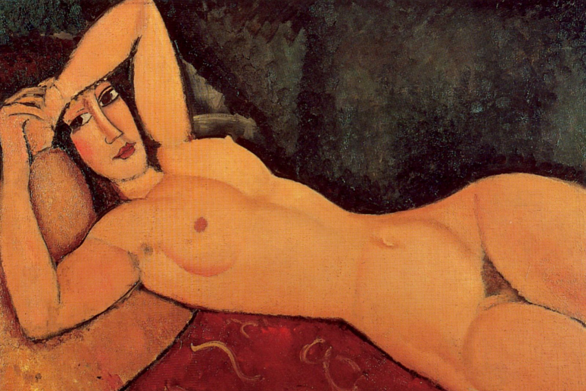Amedeo Modigliani. Reclining Nude with left hand on forehead