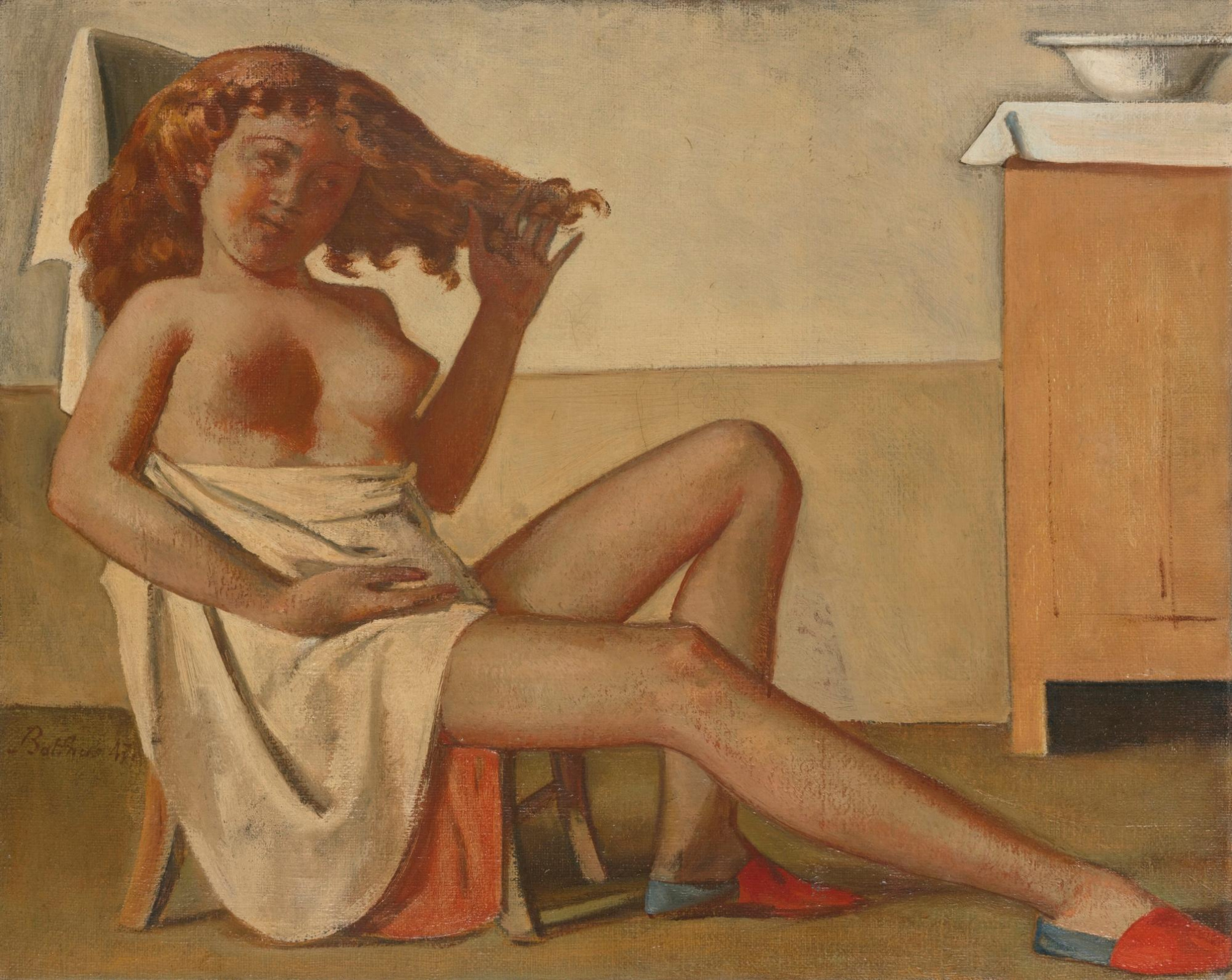 Red-haired naked girl behind the toilet, 1947, 81×65 cm by Balthus  (Balthasar Klossovsky de Rola): History, Analysis & Facts | Arthive