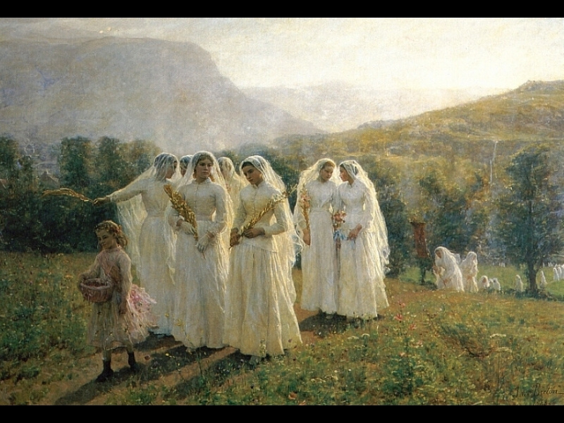 Jules Breton. Young women going to a procession