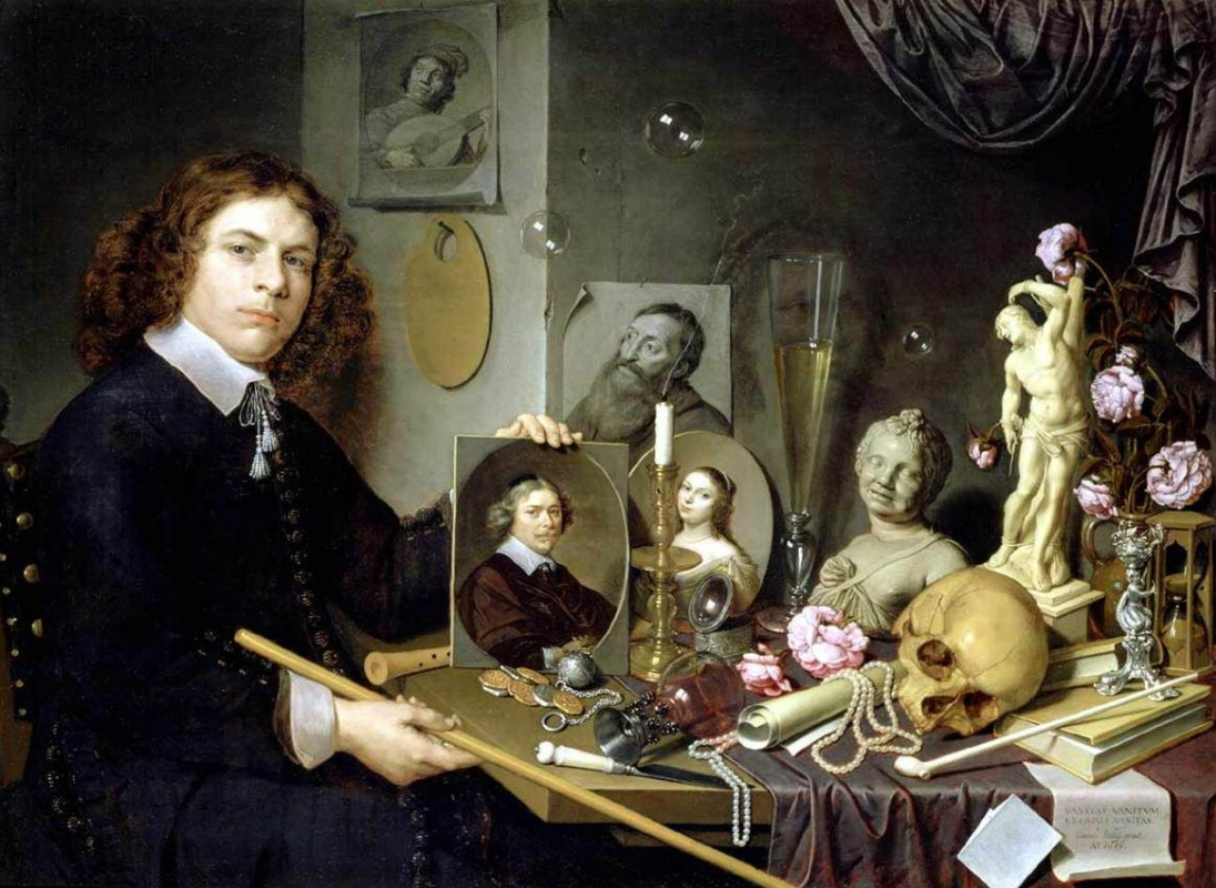 David Bailey. Self-portrait with Vanitas symbols