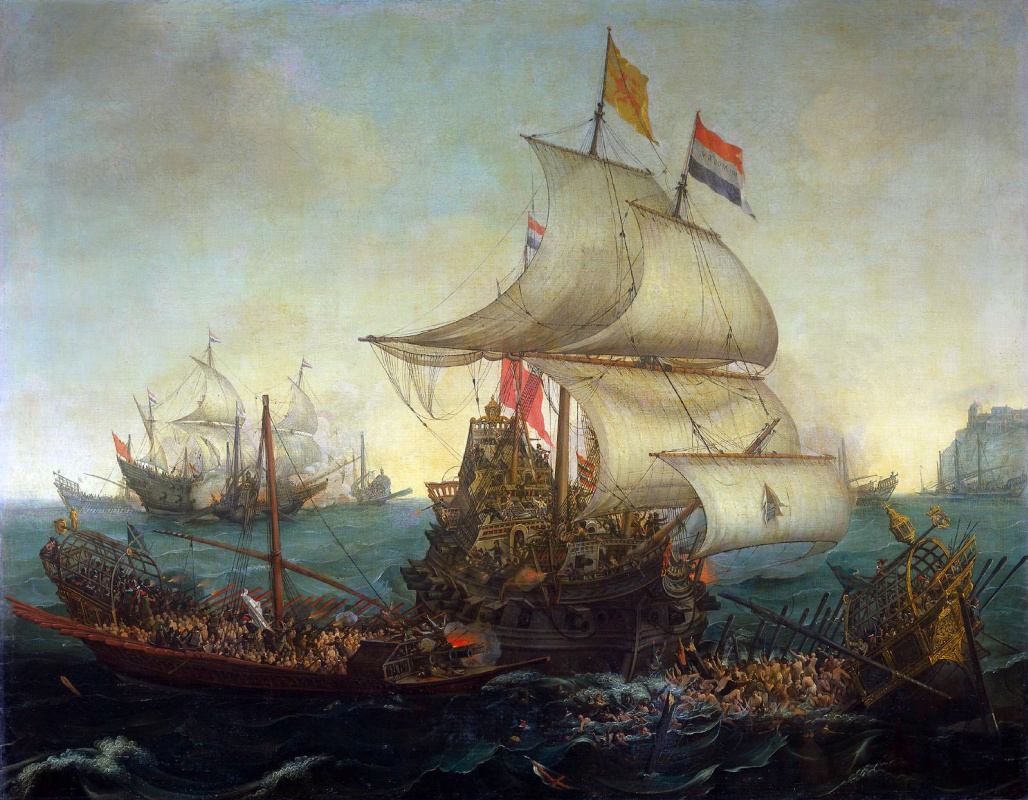 Hendrik Vroom. Dutch ships attack Spanish galleys off the Flemish coast in October 1602