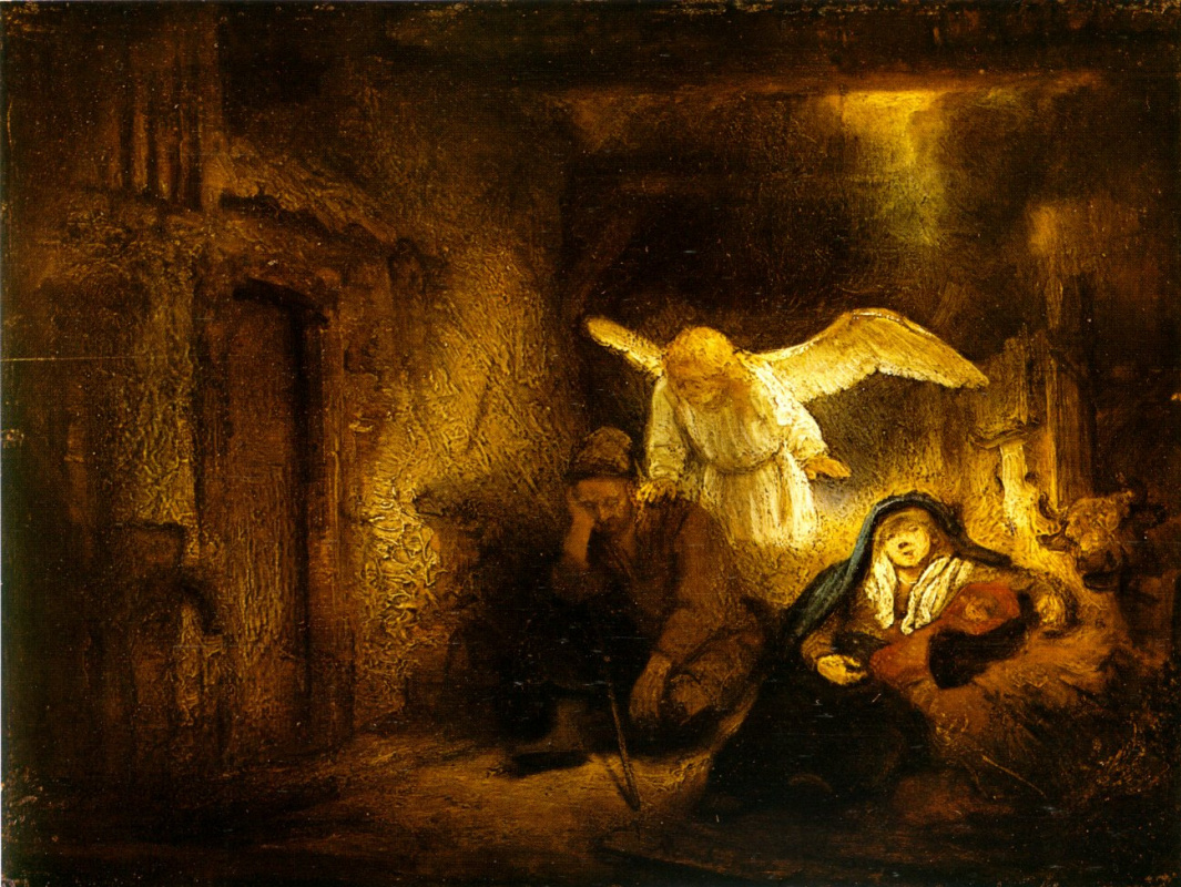 Rembrandt Harmenszoon van Rijn. Joseph's dream in the stable in Bethlehem