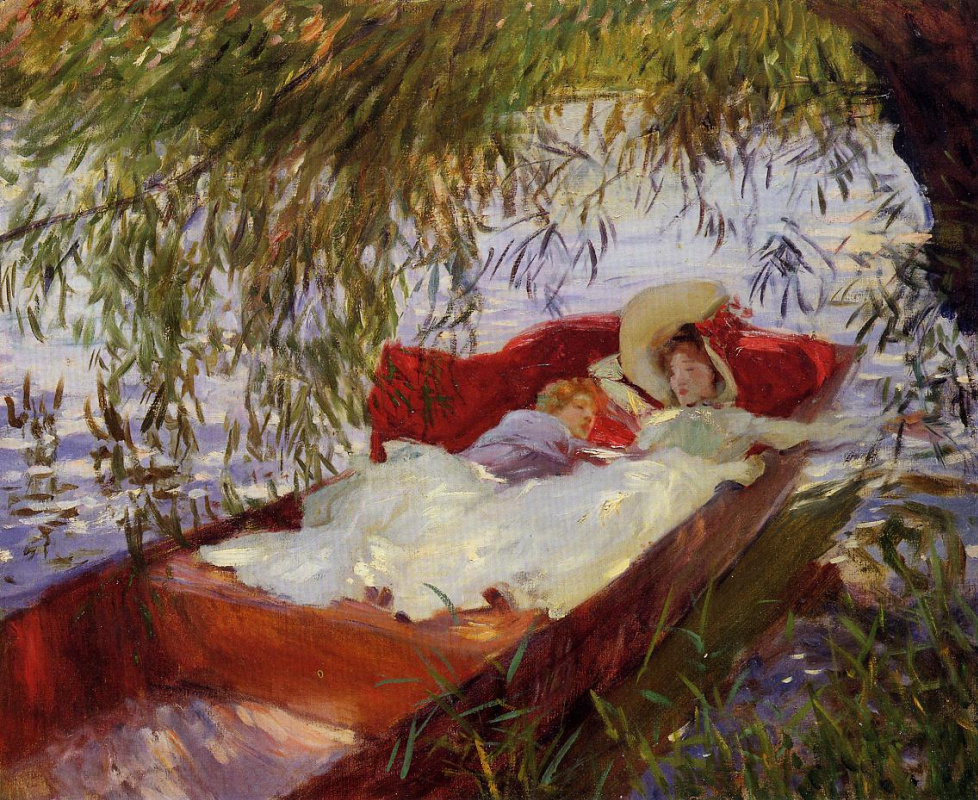 John Singer Sargent. Two women asleep in a boat under the willows