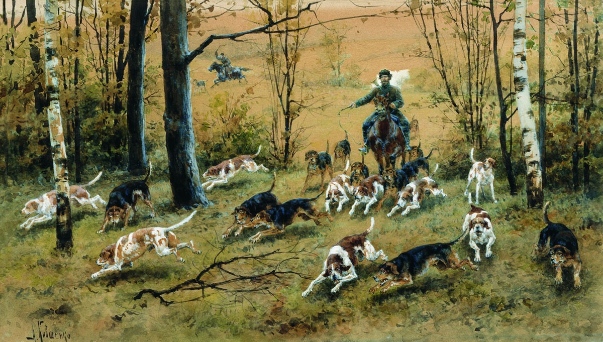 Alexey Danilovich Kivshenko. Hunting with hounds. 1894