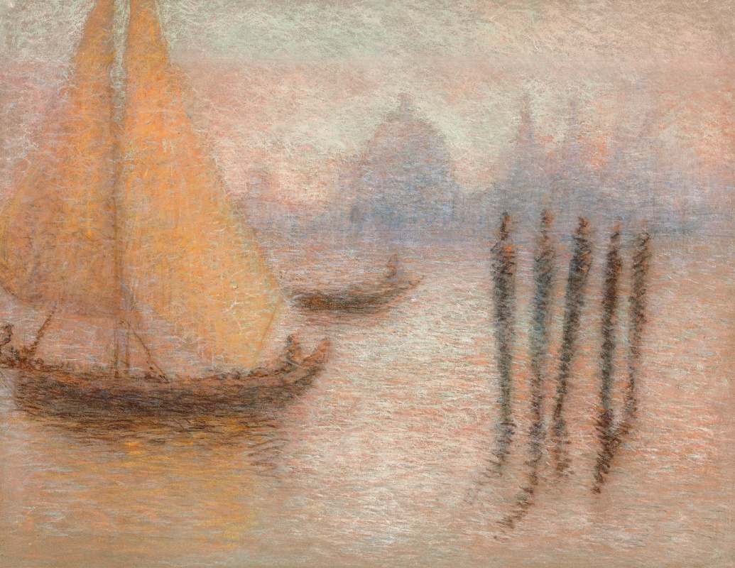 Lucien Lévy-Dhurmer. Bachino di San Marco与在有雾的天气，威尼斯的致敬。