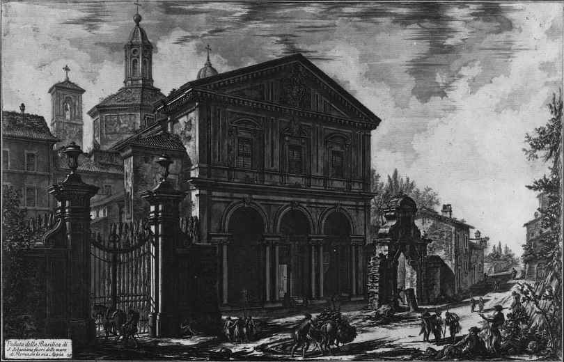 Джованни Баттиста Пиранези. Вид с церковью Сан Себастьяно