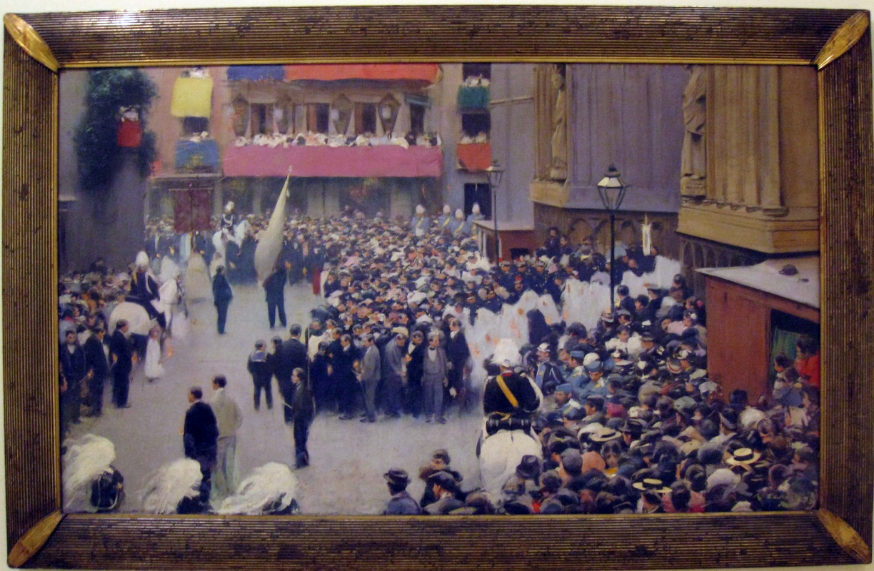 "The Body of Christ". Procession leaving the church of Santa Maria del Mar