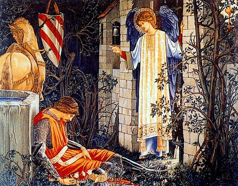 Уильям Моррис. Serie „Die Suche nach dem Heiligen Gral“. Sir Lancelot in der Holy Grail Chapel (zusammen mit Edward Burne-Jones)