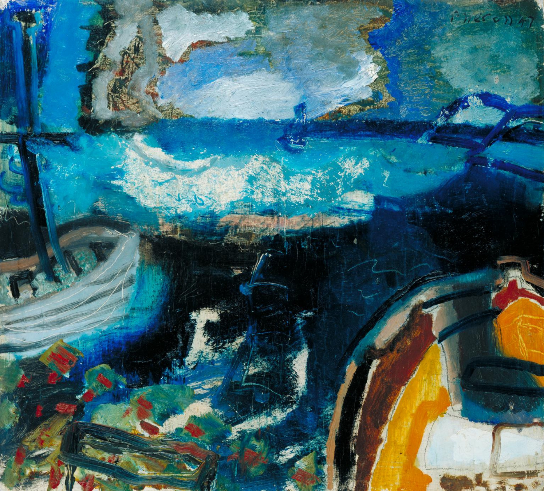 絵画 Patrick Heron Patrick Heron Čolni ponoči, 1946, 50×45 cm: Description of the