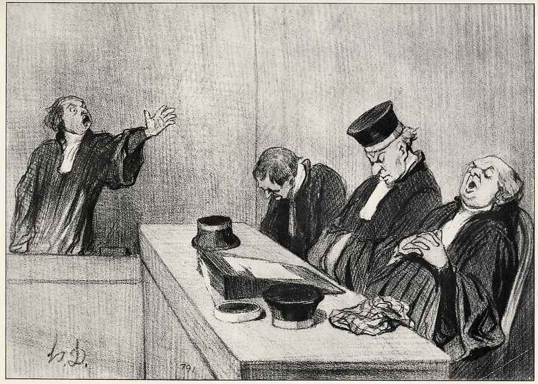 Honore Daumier. Advocate with the court "..because justice constantly stands out.."