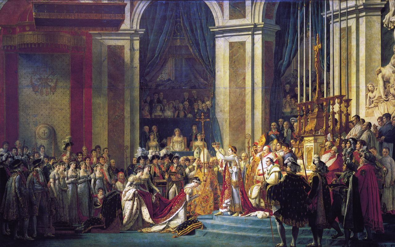 Jacques-Louis David. The coronation of the Emperor Napoleon I and coronation of Empress Josephine in Notre-Dame de Paris on 2 December 1804
