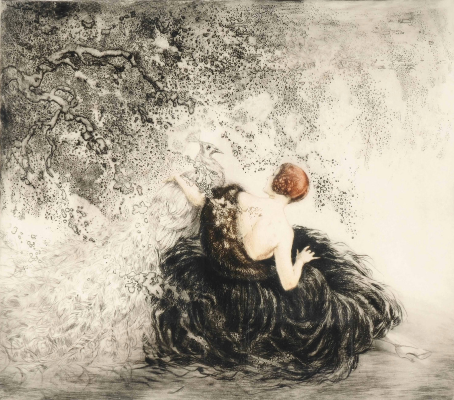 Louis Icart. White Peacock (Friends) 1923