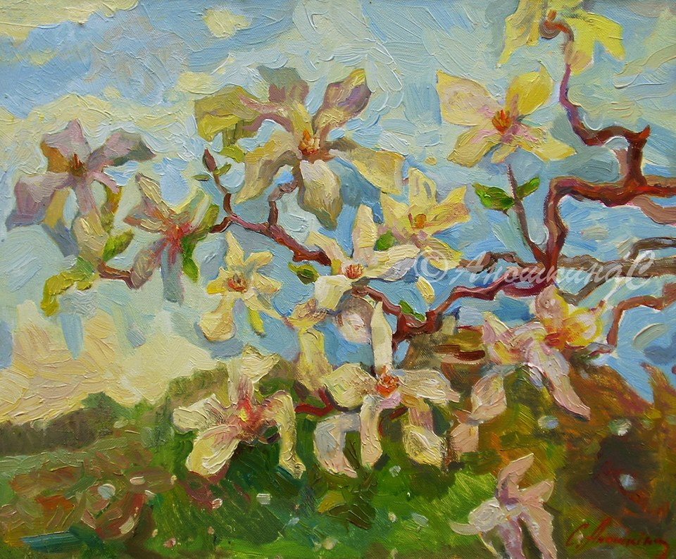 Svetlana Anoshkina. "Glca Magna" ("Magnolia Branch" ) oil on canvas