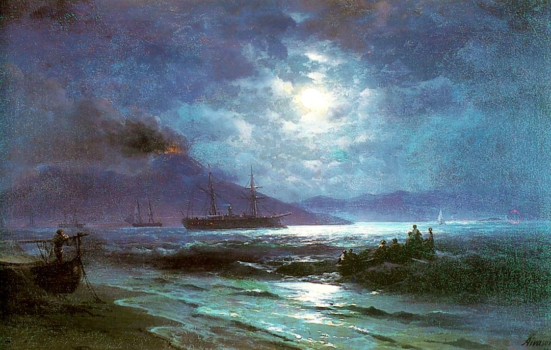 Ivan Aivazovsky. Neapolitan Bay in lunar night