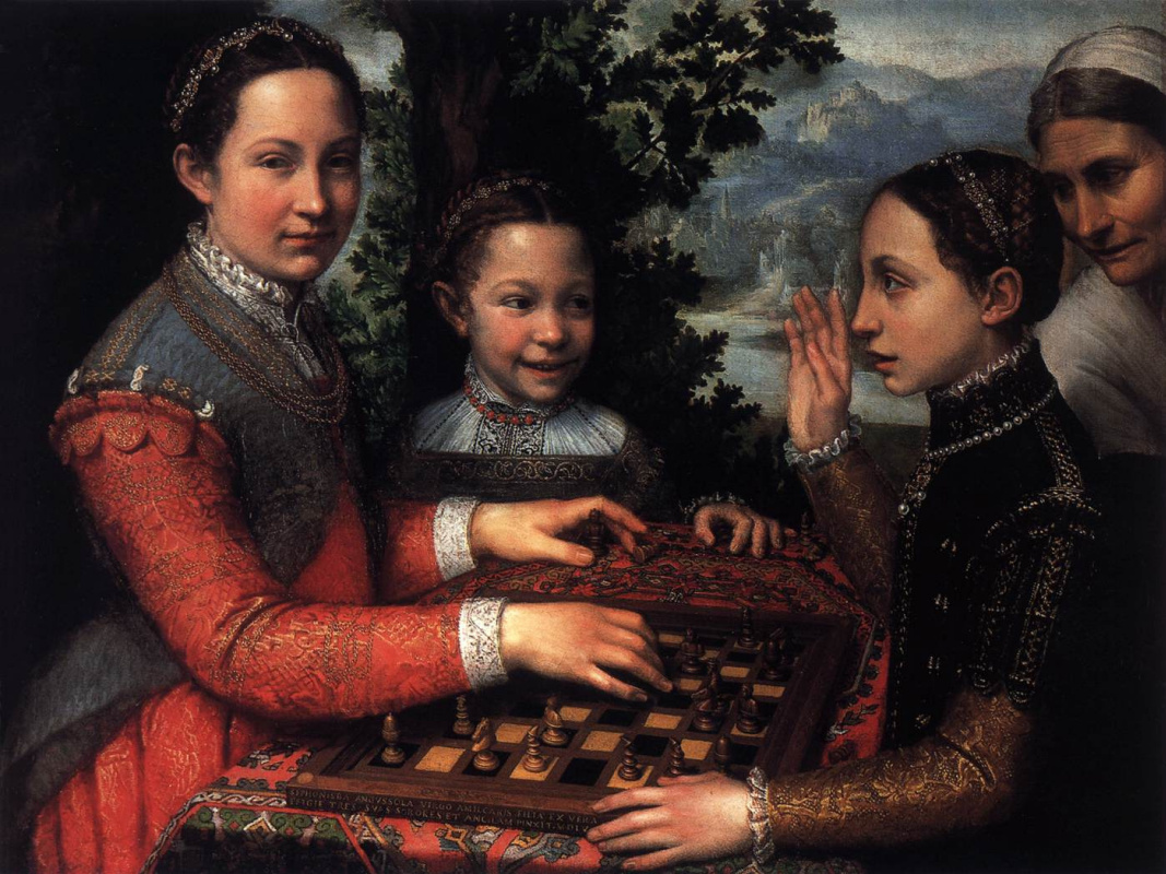 Sofonisba Anguissola. 艺术家露西亚，密涅瓦的姐姐和欧洲下棋