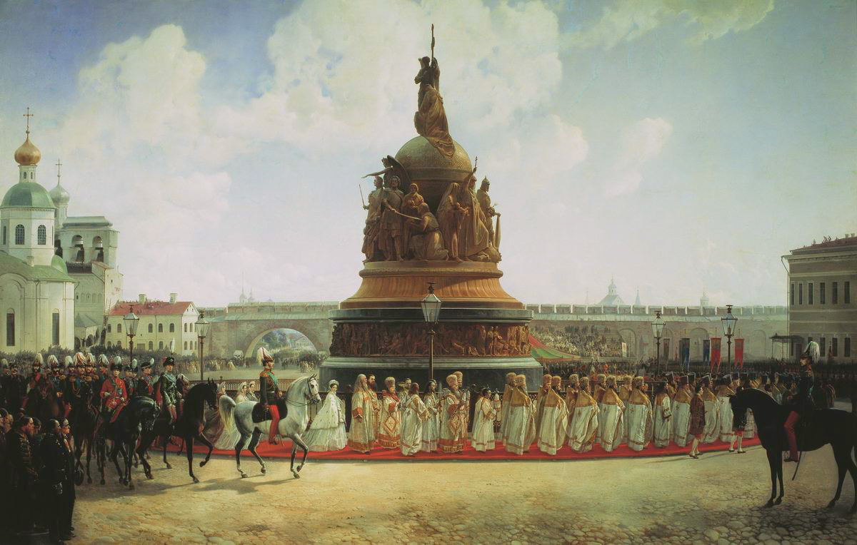 Bogdan Pavlovich Willewalde. Apertura del monumento "Millennio della Russia" a Novgorod nel 1862. 1864