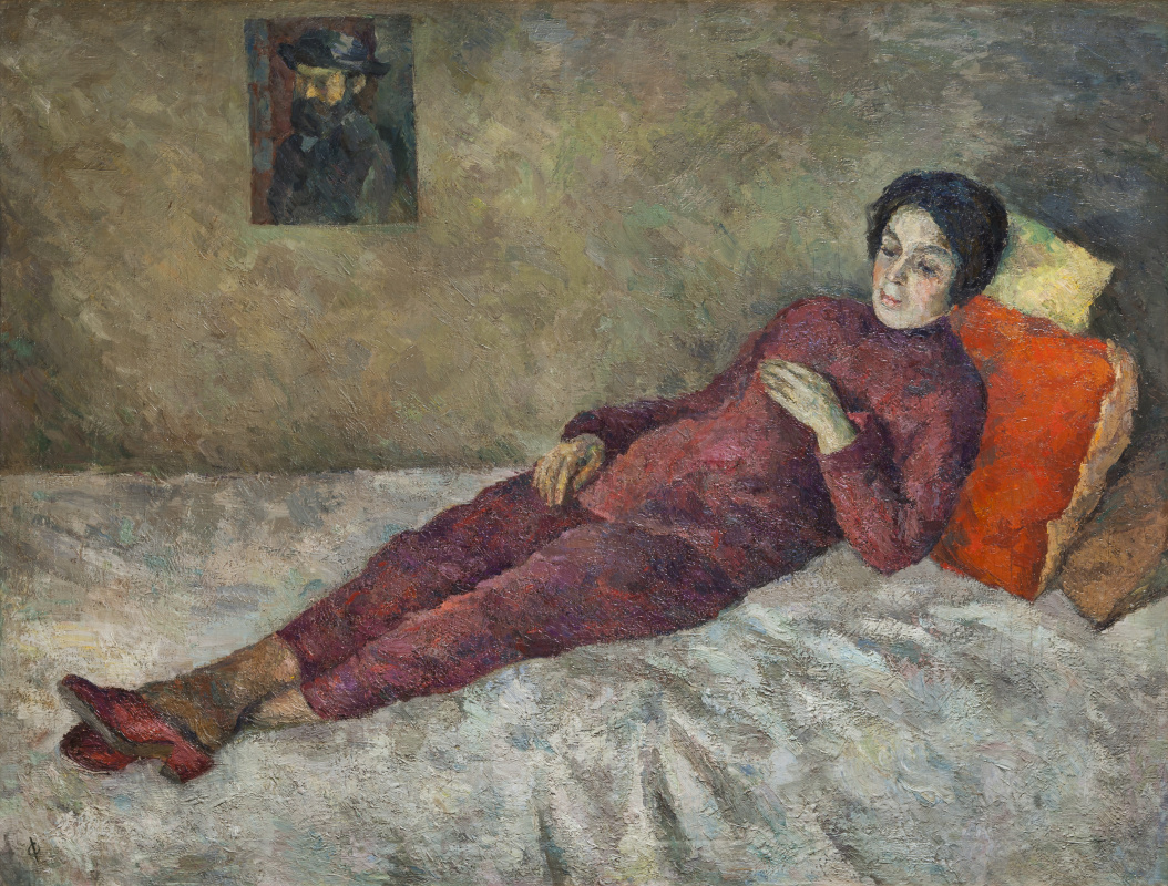 Robert Rafailovich Falk. Die Frau, die hinter dem Bild von Cézanne