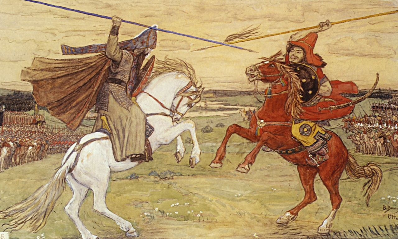 Viktor Vasnetsov. Single combat of Peresvet with Chelubey