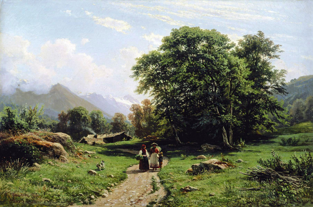 Ivan Shishkin. The Swiss landscape. A variant of the painting "View near Dusseldorf"