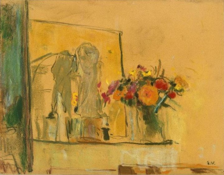 Jean Edouard Vuillard. 一束的野花在壁炉