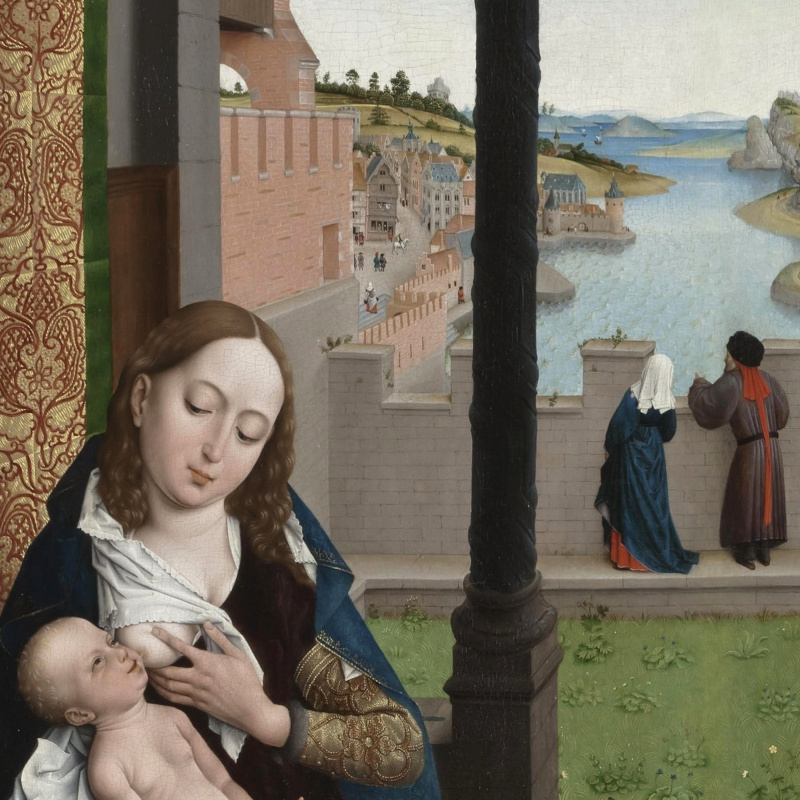 Rogier van der Weyden. San Lucas pintando la Virgen. Fragmento