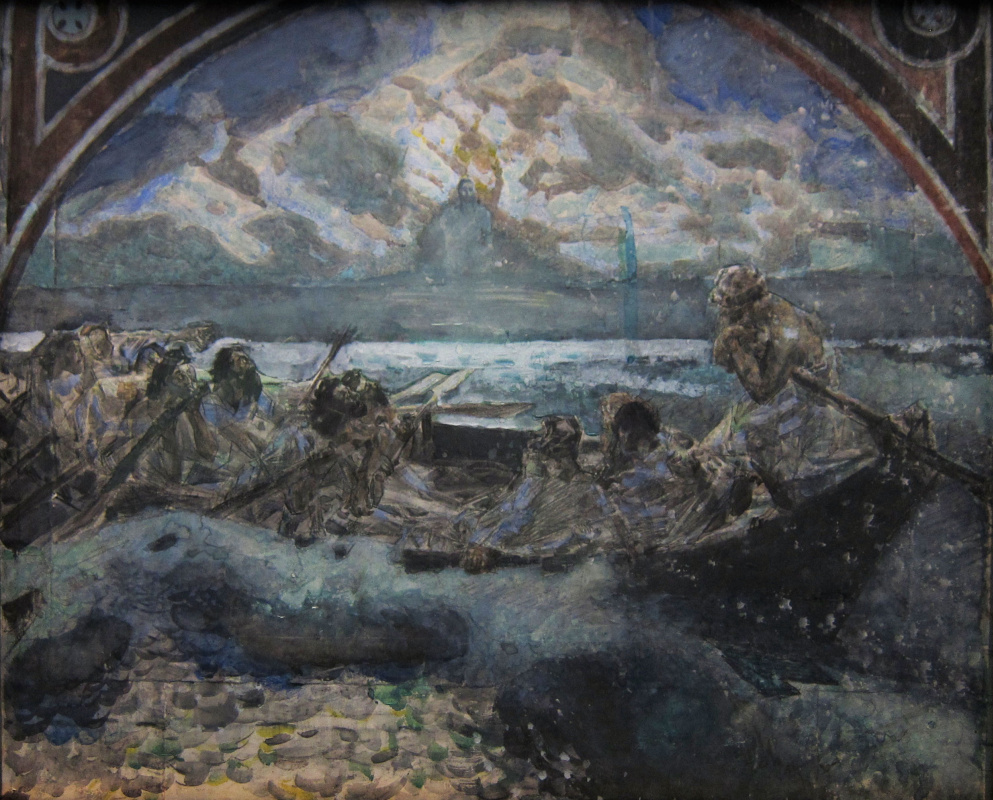 Mikhail Vrubel. Walking on water. A sketch of the mural