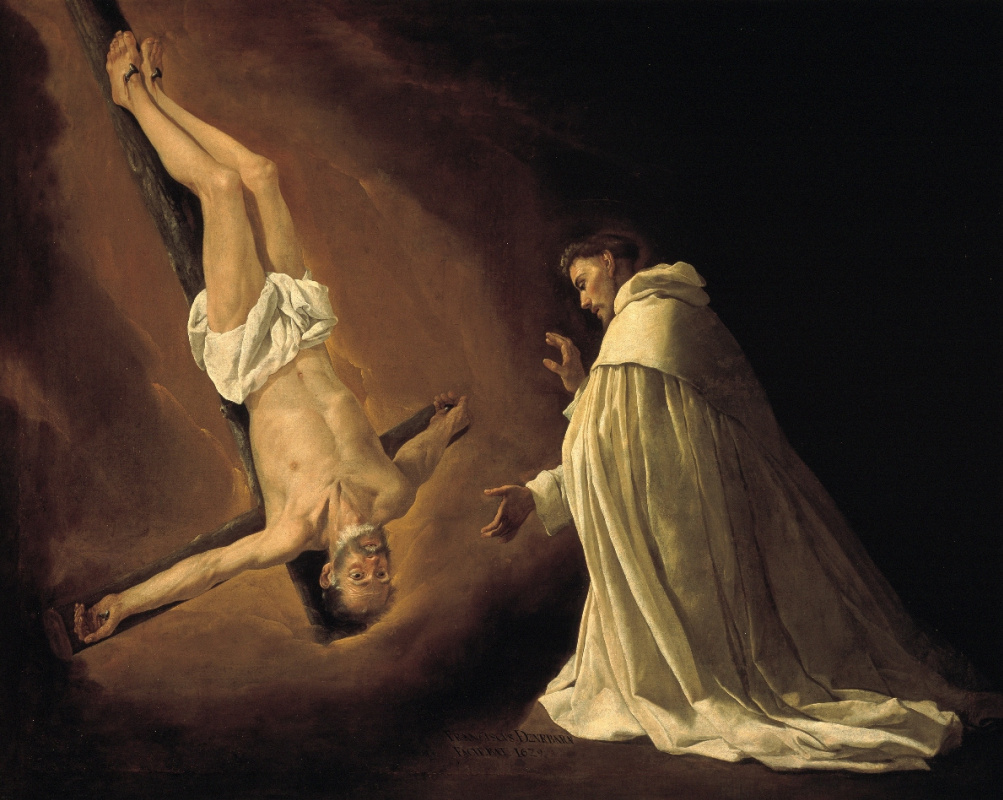 Francisco de Zurbaran. The series of paintings "scenes from the life of St. Pedro Nolasco". The phenomenon of the Apostle Peter to Saint Peter of Nolasco