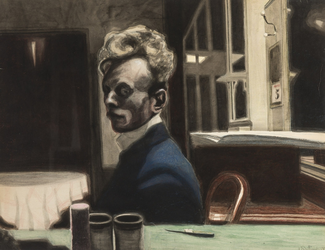 Leon Spilliaert. 1908_Автопортрет (Self-portrait, 3 November)_49,7 x 65_бумага, ink, watercolor and crayons