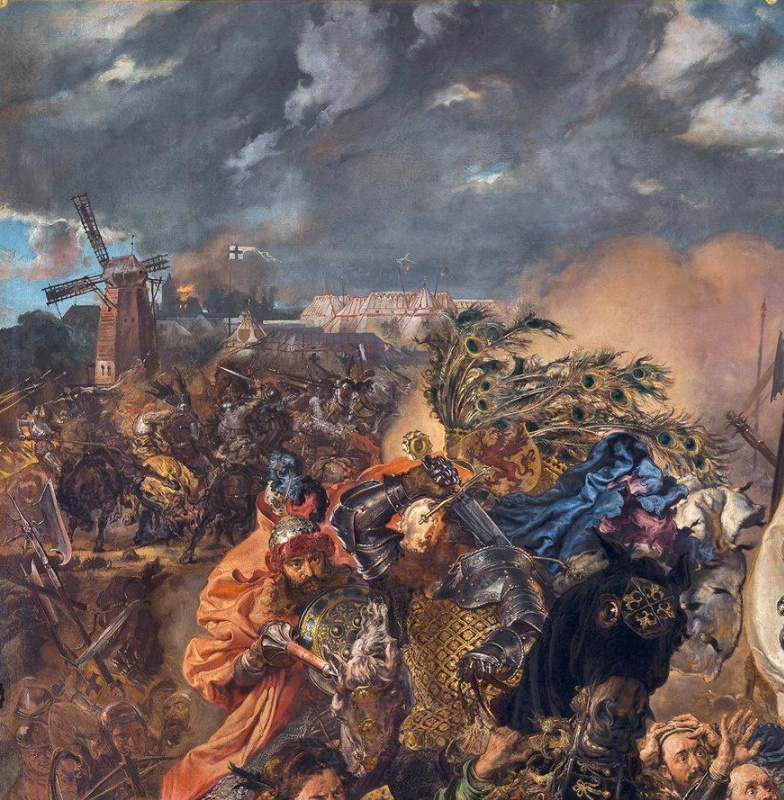 Jan Matejko. Battle of Grunwald. Fragment. Fires