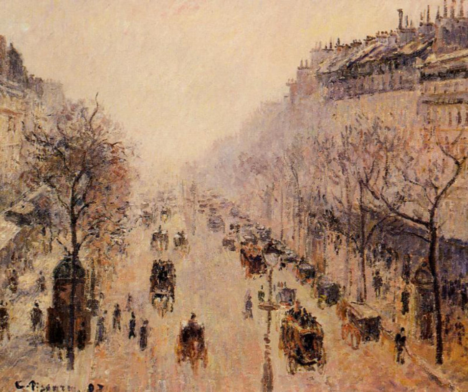 Camille Pissarro. Boulevard Montmartre morning light and fog