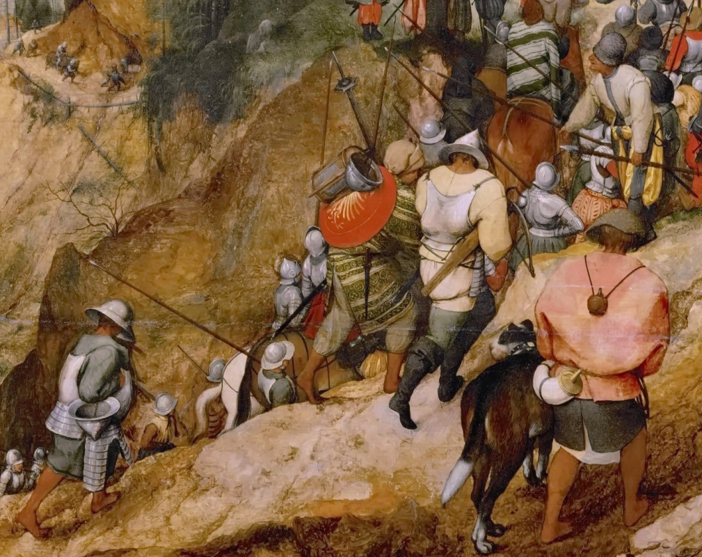 Pieter Bruegel The Elder. The conversion of Saul (Conversion of St. Paul). Fragment 1. Soldiers and accompanying