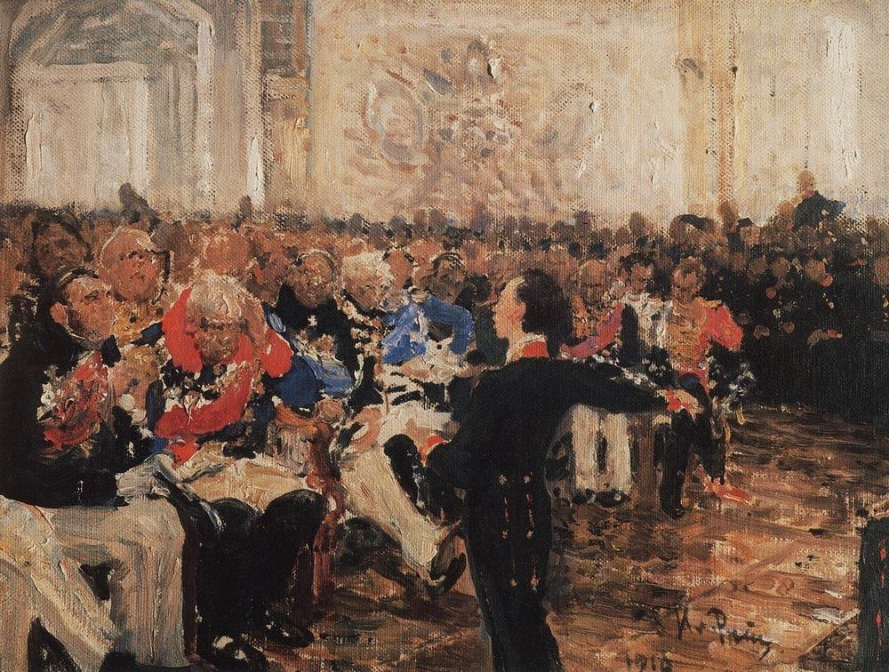 Ilya Efimovich Repin. A. S. Pushkin on the act in the Lyceum on 8 January 1815. Sketch
