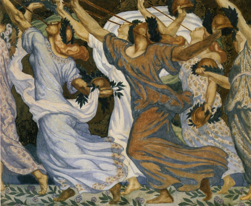 Jean Delville. Pipes of victory. Sketch of the mosaic "Victory"