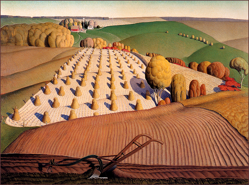 Grant Wood. Autumn. Plowed field