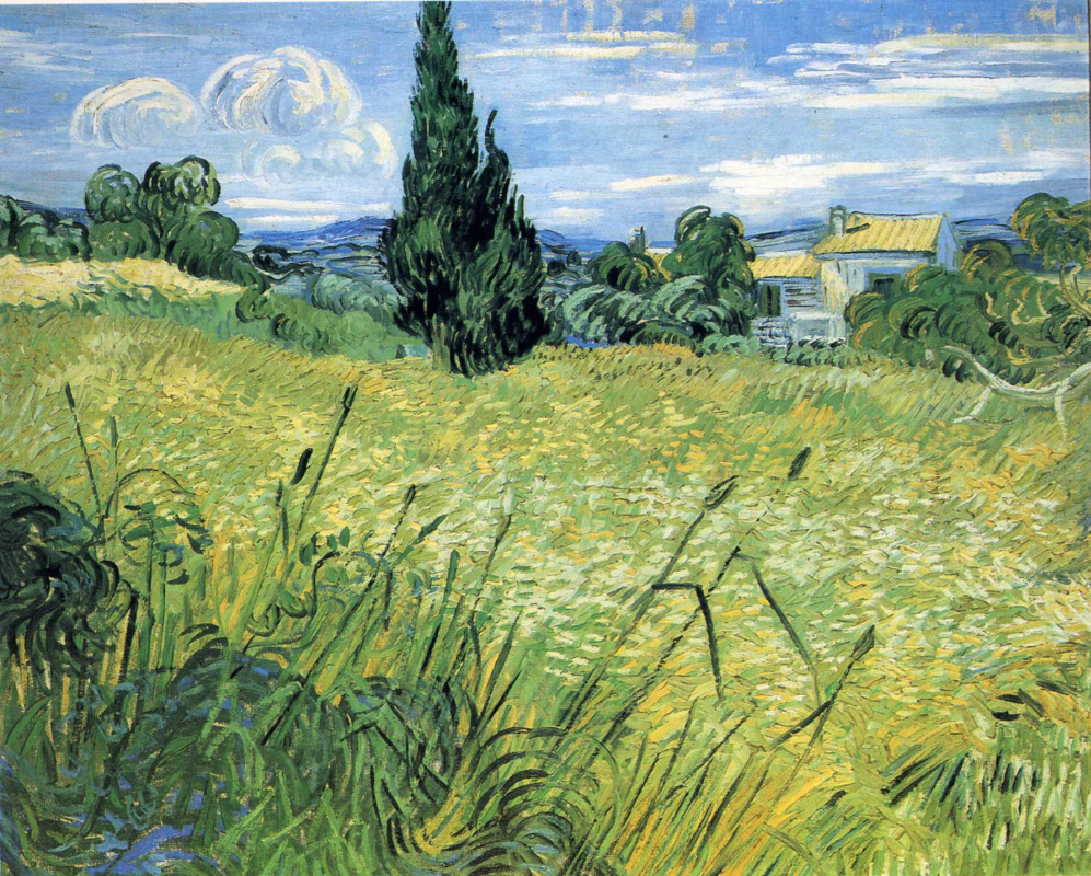 Вінсент Ван Гог. Зеленое пшеничное поле с кипарисом