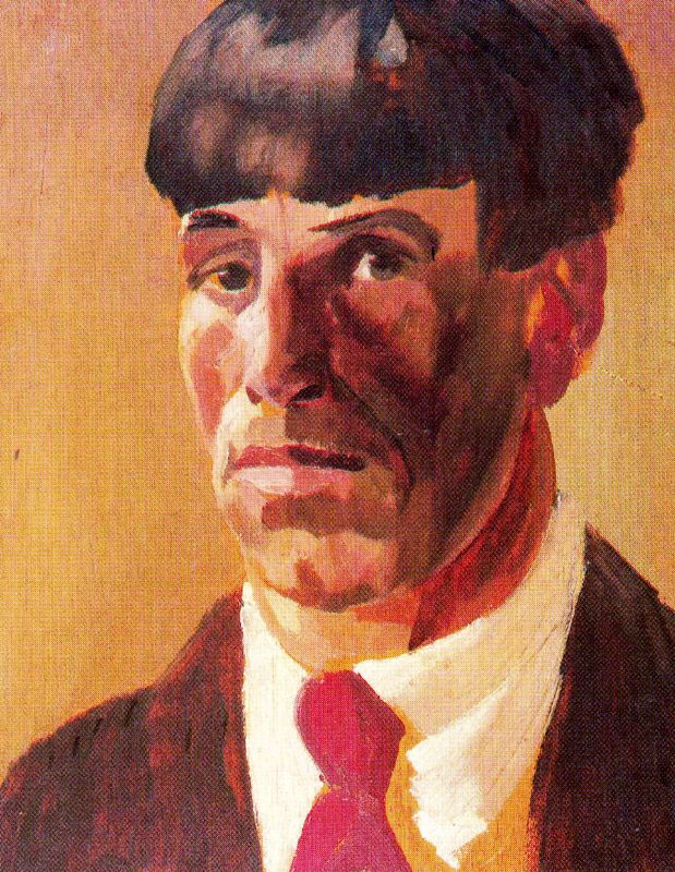 Stanley Spencer. A man with a red tie