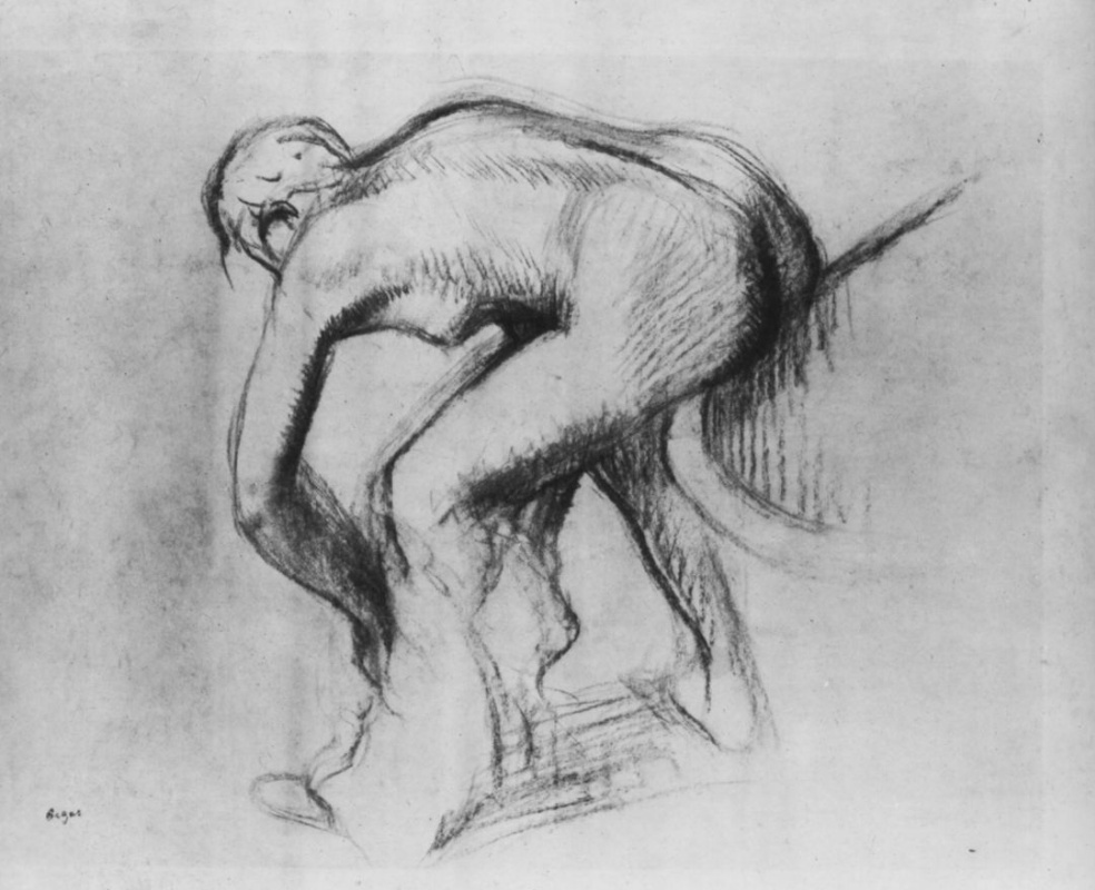Edgar Degas. Nude on the edge of the bathtub, wiping his feet